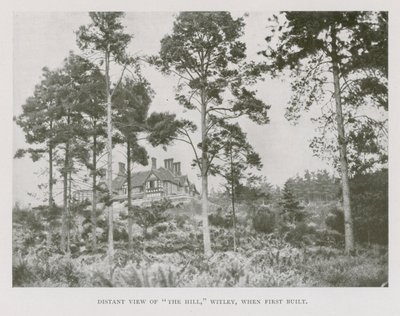Verre uitzicht op The Hill, Witley, Surrey, toen het net gebouwd was (zwart-wit foto) door English Photographer