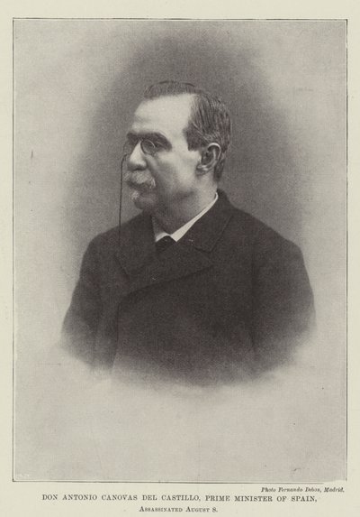 Don Antonio Canovas del Castillo, premier van Spanje, vermoord op 8 augustus door English Photographer