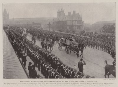 Earl Roberts in Bristol, de opperbevelhebber op weg om de bazaar in Colston Hall te openen door English Photographer
