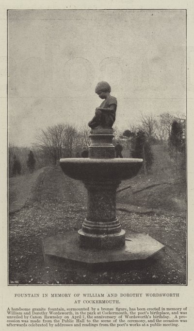 Fontein ter nagedachtenis aan William en Dorothy Wordsworth in Cockermouth door English Photographer