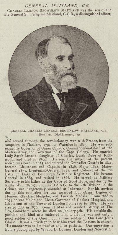 Generaal Charles Lennox Brownlow Maitland, CB door English Photographer