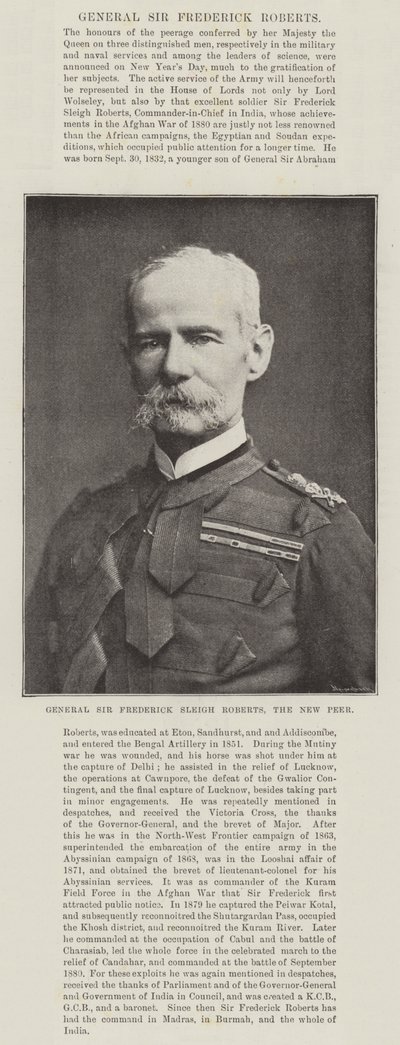 Generaal Sir Frederick Sleigh Roberts, de Nieuwe Peer door English Photographer