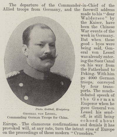 Generaal von Lessel, bevelhebber van Duitse troepen voor China door English Photographer