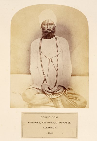 Govind Doss, Bairagee, of Hindoe Toegewijde, Allyghur, uit Het Volk van India, door J. Forbes Watson, gepubliceerd 1868 door English Photographer