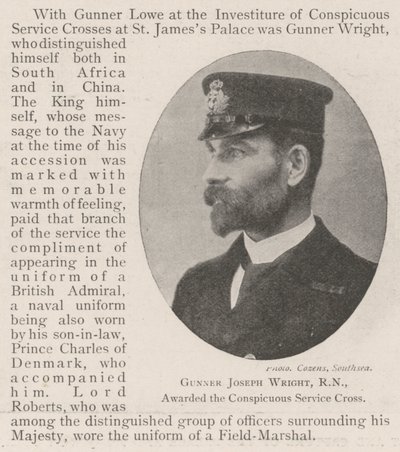 Kanonier Joseph Wright, RN, bekroond met het Conspicuous Service Cross door English Photographer
