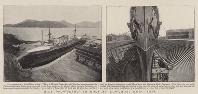HMS Powerful in dok in Kowloon, Hong Kong door English Photographer