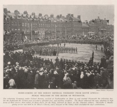 Thuiskomst van de Dorset Imperial Yeomanry uit Zuid-Afrika, Publieke Welkom door de Burgemeester van Weymouth door English Photographer