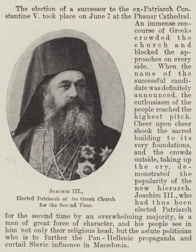 Joachim III, voor de Tweede Keer verkozen tot Patriarch van de Griekse Kerk door English Photographer