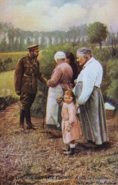 Koning George V praat met Franse boeren tijdens WO1 door English Photographer