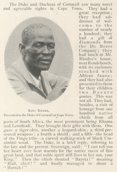 Koning Khama, voorgesteld aan de Hertog van Cornwall in Kaapstad door English Photographer