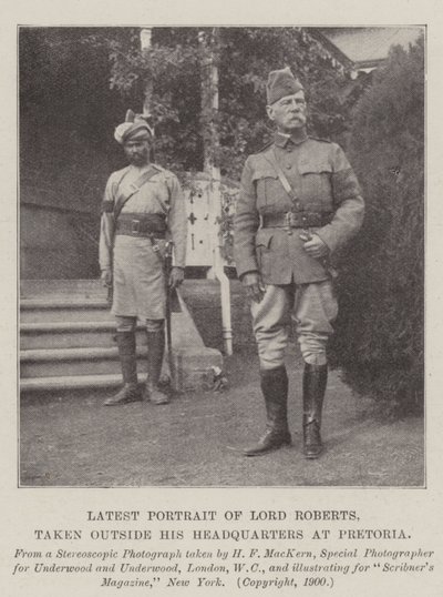 Laatste portret van Lord Roberts, genomen buiten zijn hoofdkwartier in Pretoria door English Photographer