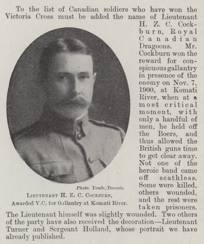 Luitenant H Z C Cockburn, bekroond met VC voor Dapperheid bij de Komati Rivier door English Photographer
