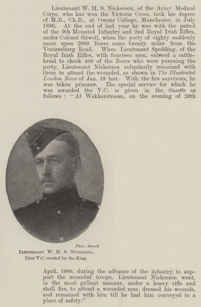 Luitenant W H S Nickerson, eerste VC gecreëerd door de koning door English Photographer