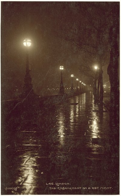 Londen, de Embankment op een natte nacht door English Photographer