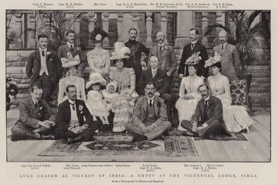 Lord Curzon als onderkoning van India, een groep bij de onderkoninklijke lodge, Simla door English Photographer