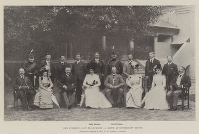 Bezoek van Lord Curzon aan Lucknow, een groep bij het regeringshuis door English Photographer