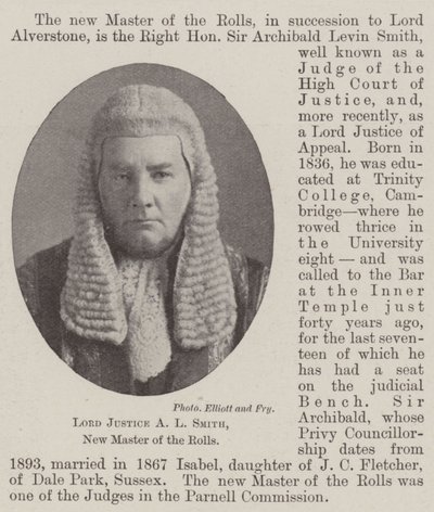 Lord Justice A L Smith, nieuwe Master of the Rolls door English Photographer