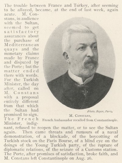 M Constans, Franse Ambassadeur teruggeroepen uit Constantinopel door English Photographer
