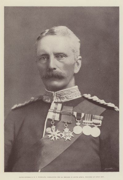 Generaal-majoor E.R.P. Woodgate, commandant van de 9e brigade in Zuid-Afrika, gewond bij Spion Kop door English Photographer