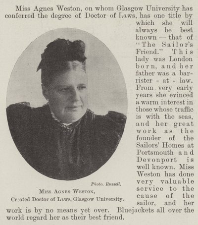 Juffrouw Agnes Weston, benoemd tot Doctor in de Rechten, Universiteit van Glasgow door English Photographer