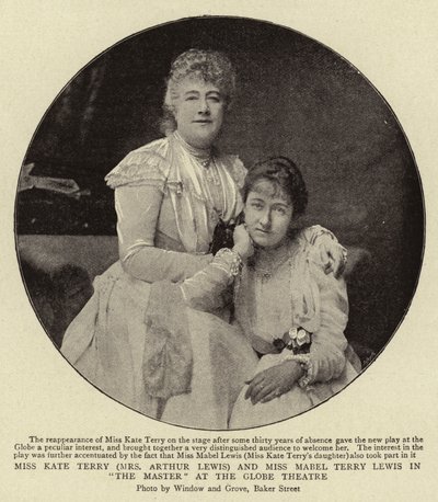 Miss Kate Terry (Mrs Arthur Lewis) en Miss Mabel Terry Lewis in The Master in het Globe Theatre door English Photographer