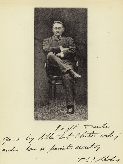 De Heer Cecil J Rhodes, Premier van Kaapkolonie door English Photographer