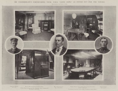 De Aankomende Tour van Mr Chamberlain, HMS Good Hope, uitgerust voor de Reis door English Photographer