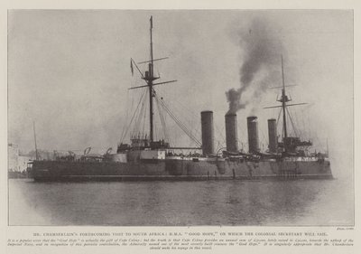 Het Aankomende Bezoek van Mr Chamberlain aan Zuid-Afrika, HMS Good Hope, waarop de Koloniale Secretaris zal varen door English Photographer