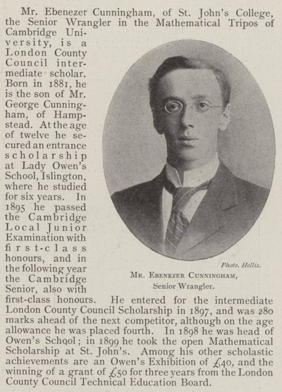 Mr Ebenezer Cunningham, Senior Wrangler door English Photographer