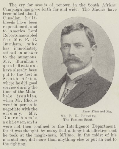 De heer F.R. Burnham, de beroemde verkenner door English Photographer