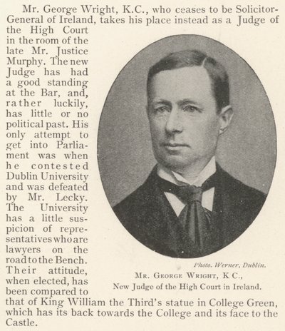 Mr George Wright, KC, nieuwe rechter van het Hooggerechtshof in Ierland door English Photographer