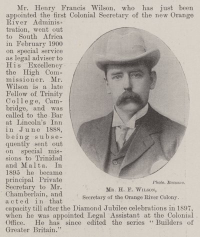 Mr H F Wilson, secretaris van de Oranje Rivier Kolonie door English Photographer