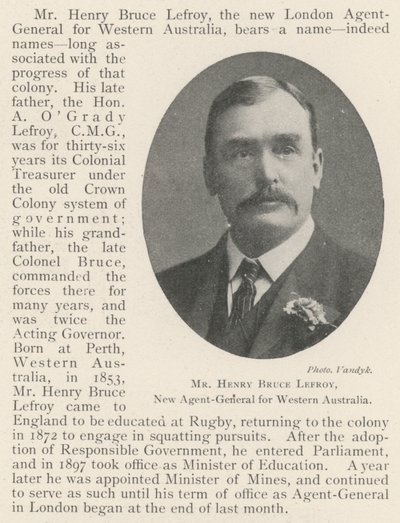 Mr Henry Bruce Lefroy, Nieuwe Agent-Generaal voor West-Australië door English Photographer