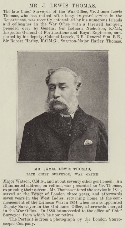 De heer James Lewis Thomas, voormalig hoofdinspecteur, Ministerie van Oorlog door English Photographer