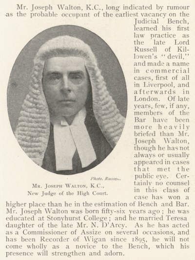 Mr Joseph Walton, KC, nieuwe rechter van het Hooggerechtshof door English Photographer