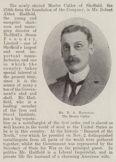 Mr. R. A. Hadfield, de Meester Snijder door English Photographer