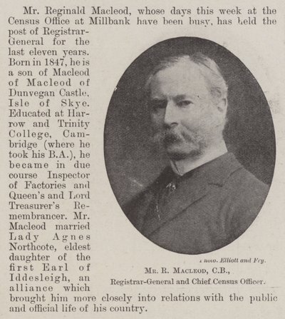 De Heer R Macleod, CB, Hoofdambtenaar en Hoofd Censusfunctionaris door English Photographer