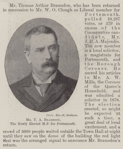 Mr. T A Bramsdon, de nieuw gekozen parlementslid voor Portsmouth door English Photographer