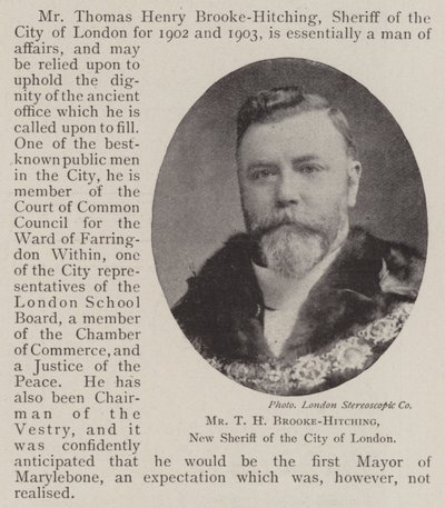 Mr T H Brooke-Hitching, nieuwe sheriff van de City of London door English Photographer