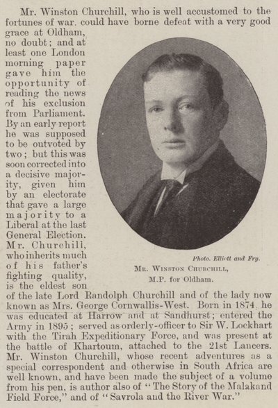 De heer Winston Churchill, MP voor Oldham door English Photographer