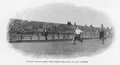 Newton Heath rechtervleugel neemt de bal op en centreert, 1899 door English Photographer
