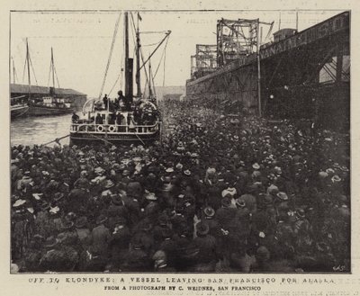 Op weg naar Klondyke, een schip vertrekt vanuit San Francisco naar Alaska door English Photographer