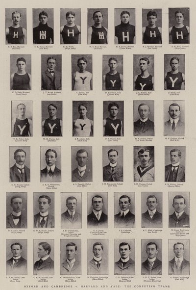 Oxford en Cambridge tegen Harvard en Yale, de concurrerende teams door English Photographer