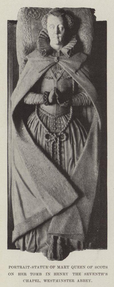 Portret-standbeeld van Mary Queen of Scots op haar graf in Henry de Zevende