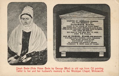 Portret en grafsteen van de tante van George Elliot (Elizabeth Evans), de inspiratie voor personages in haar roman Adam Bede door English Photographer
