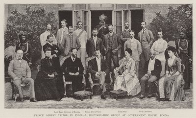 Prins Albert Victor in India, een Fotografische Groep in het Regeringshuis, Poona door English Photographer