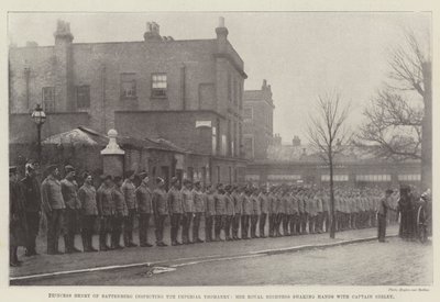 Prinses Henry van Battenberg inspecteert de Imperial Yeomanry, Hare Koninklijke Hoogheid schudt de hand van kapitein Seeley door English Photographer