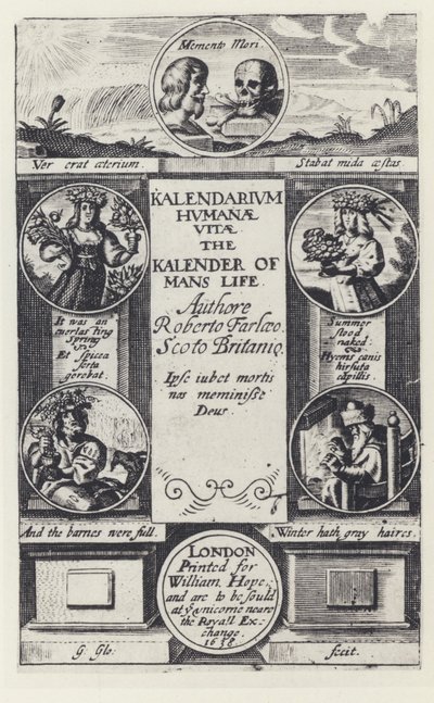 R Farley, Kalendarium humanae vitae, W Hope 1638 door English Photographer