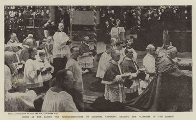 Scène bij het Leggen van de Eerste Steen door Kardinaal Vaughan, het Lezen van de Litanieën van de Heiligen door English Photographer