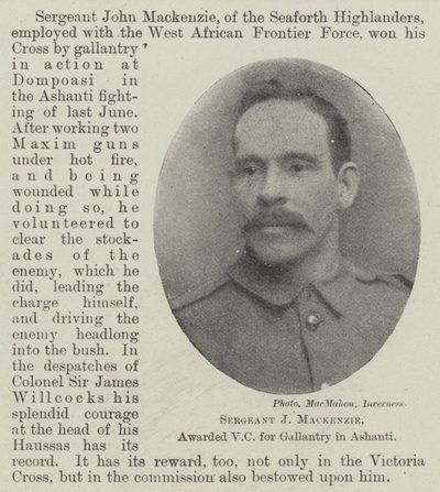 Sergeant J Mackenzie, onderscheiden met VC voor moed in Ashanti door English Photographer